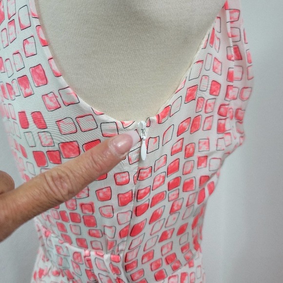 DIANE VON FURSTENBERG 100% SILK ROUGE SLEEVELESS CORAL ALBA TWO SILK DRE… - Picture 4 of 12